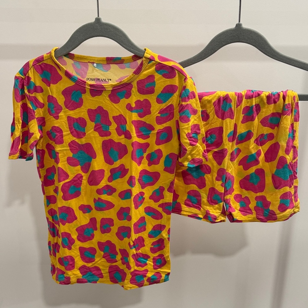 Posh Peanut Vibrant Leopard Print Kids Pajama Set
